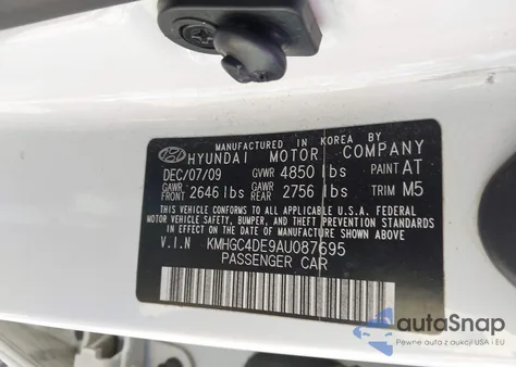 2010 Hyundai Genesis 3.8 from USA, damaged, VIN KMHGC4DE9AU087695